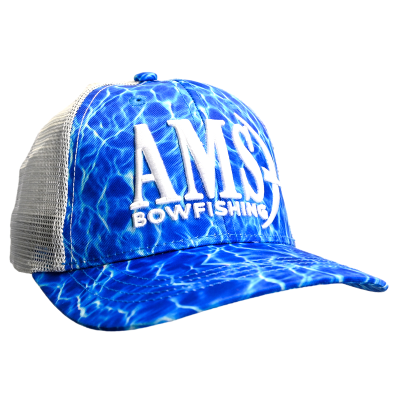 Blue Water and Gray Mesh Logo Hat